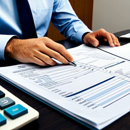 Home 3 신용 카드 사용의 장단점 분석 - Responsible Budgeting**
"A person sitting at a desk, reviewing bank statements and a budget planner...
