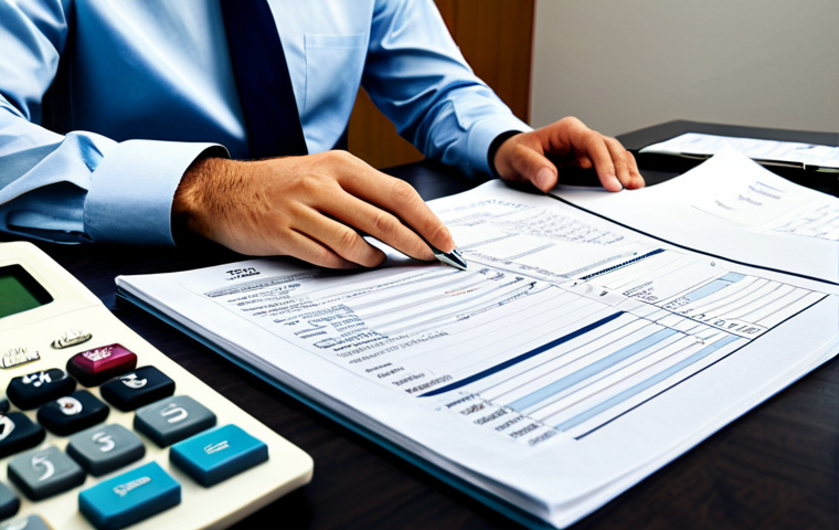 신용 카드 사용의 장단점 분석 - Responsible Budgeting**
"A person sitting at a desk, reviewing bank statements and a budget planner...